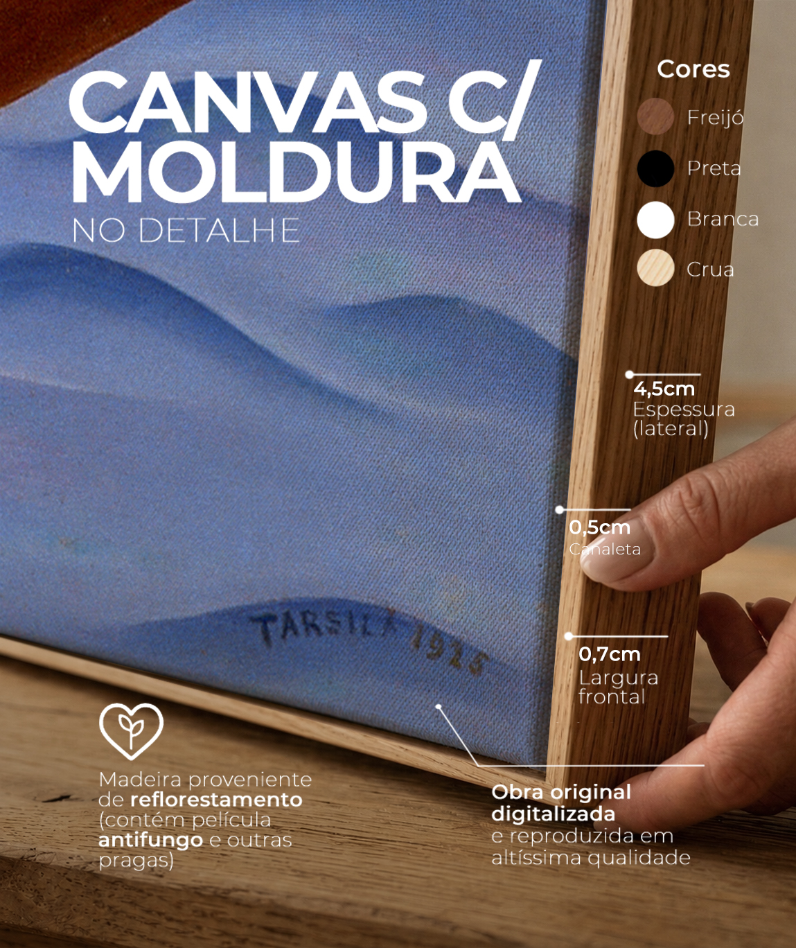Detalhes do canvas e do chassi da reprodu&ccedil;&atilde;o